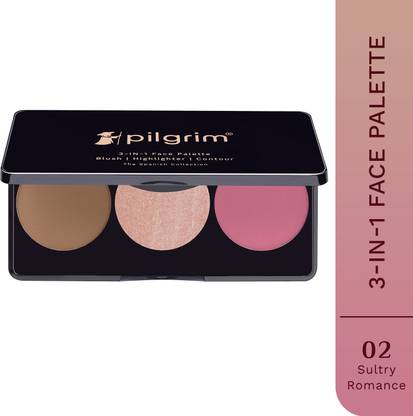 Pilgrim 3-in-1 Palette Sultry Romance-Blush,Highlighter,Contour for Medium Skin Tone