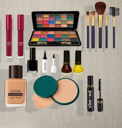 yim~mi Full Makeup Kit for Perfect Look – Foundation, Lipsticks, Eyeliner, and Brushes