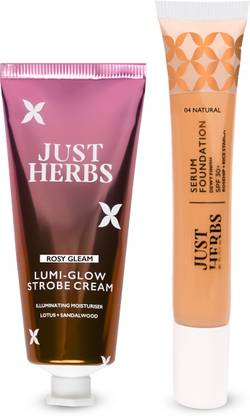 Just Herbs Strobe Cream & Dewy Serum Foundation Natural SPF 30+ | Pack of 2