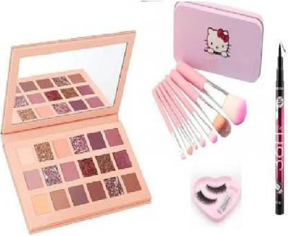 YELGO Eye Shadow Palette & 7 pc Soft Makeup Brushes With Box And Eye Liner + Eyelash