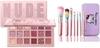 Aziel Makeup Kit Combo of Nude Edition Eyeshadow and Makeup 7Pcs Brushes Box