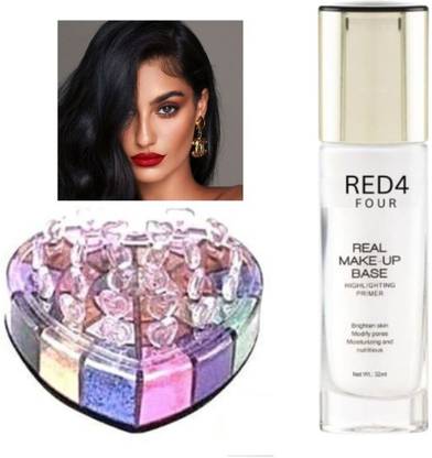 RED4 R4 Highlighting primer 1pcs+12color heart shape eyeshadow 1