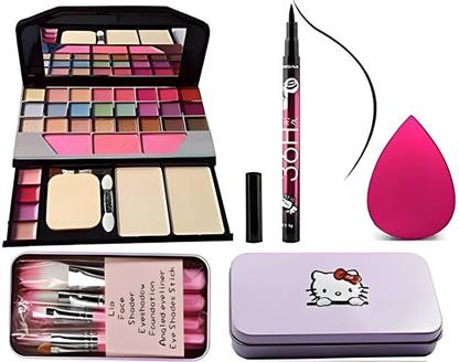Saucefin Makeup Kit and Brushes Set, 36H Eyeliner with 1 Blender - (Pack of 10)