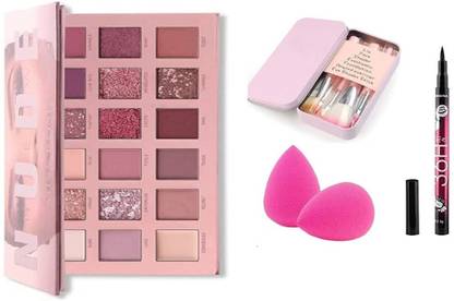 yim~mi Mackup Kit Combo Eye Shadow Gold Kit, Puff, 36h Eyeliner, Makeup Kit