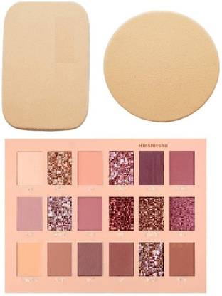 EMRIKA J & F Nude Eye Shadow Palette with 2 in 1 Blender Puff