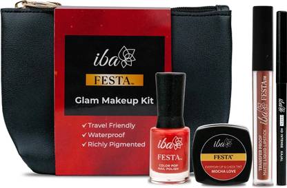 Iba Festa Glam Makeup Kit - Liquid Lipstick, Kajal, Lip & Cheek Tint & Nail Polish