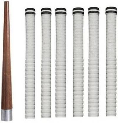 Fitdex 1-Cricket Bat Handle Gripper (Wooden Cone), 6-White Grip, Wooden Bat Mallet