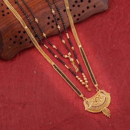 Brado Jewellery Combo of 3 Traditional 30 inch and 18 inch Mangalsutra for Women Brass Mangalsutra