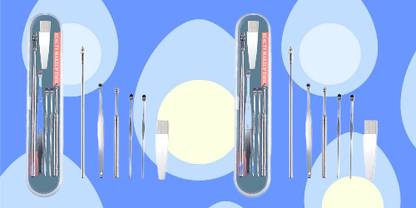 BZILO TWO PIECES Stainless Steel Ear Wax Remover Tool Kit with Box Wax Removal K_14