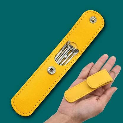 Kinematic Enterprise Ear Wax Cleaning Tools kit Set with Leather Pouch Spring Curette Earwax Remover