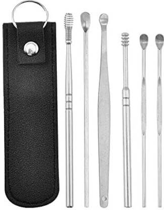 asija makeovers Best 6 Pcs tools Set Earwax Removal Ear Wax Cleaner Spiral Ear Pick ( black)