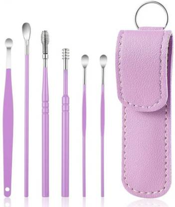 Koccido 6 Pcs Tool Resuable Ear Cleaner Set with Storage Leather Pouch