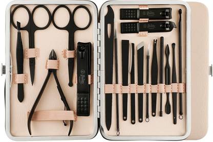 Beaute Secrets Manicure Pedicure kit,18pcs Stainless Steel Nail Clippers Pedicure Set with Black Leather Storage Case