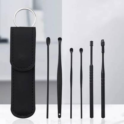 Kinematic Enterprise 6 in 1 RESUABLE EAR CLEANING TOOLS LEATHER POUCH - EAR PICK WAX REMOVER