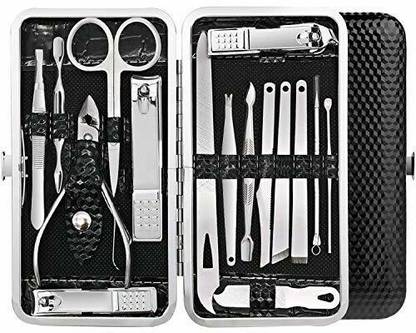 HUDA NAILS BEAUTY 16 Pcs Manicure Pedicure Nail Tool Kit - Leather Case (Any Color)