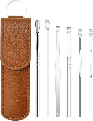SCABIOSA Ear Wax Cleaner Resuable Ear Cleaner Tool Set with Storage Leather Pouch