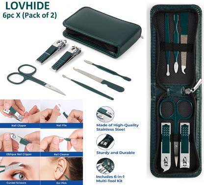 LOVHIDE Manicure Pedicure Kit | Pedicure/Manicure Tool Nail | Clippers (Pack of 2) X 6pc
