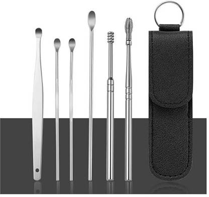AVALENT 6 Pcs Ear Cleaning Tools Kit Set Earwax Remover With Leather Pouch