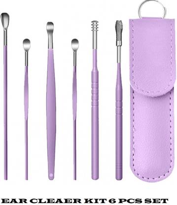 Taxila 6 Pcs Ear Wax Removal- Reusable Ear Cleaning Tools Kit Leather Storage ( Purple) Electric Ear Cleaner