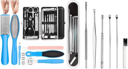 K.Y.L.Plus 16 Pcs Manicue Kit with 8 Pcs Pedicure Kit with Ear Wax (Pack of 3)