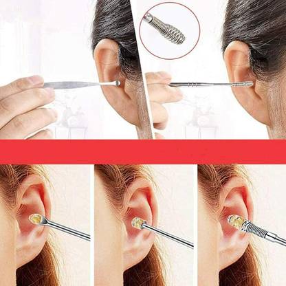 mr mali SS 6 Pcs Ear Wax Cleaner, Ear Pick Earwax Removal Kit, Ear Cleansing Tool Set Eyebrow Thread