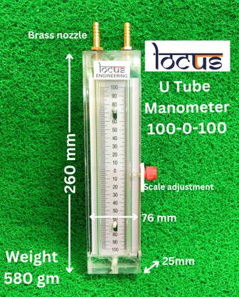 Locus U-Tube Manometer: Precision Pressure Measurement 100-0-100 MMWC Manometer