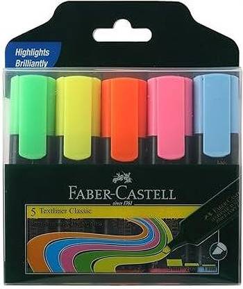 SunriseTrading FABER-CASTELL Text liner Pen (Set of 5, Multicolor) Sunrise Trading