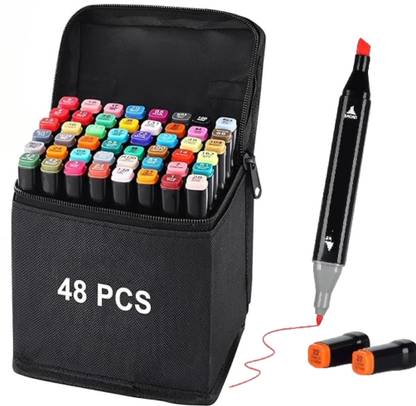 Corslet 48 Pcs Alcohol Marker Pen Set Colors Dual Tip Art Coloring Markers With Base