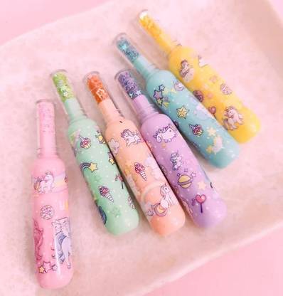 YEF Pack 6 Unicorn Theme Bottle Shape Highlighters