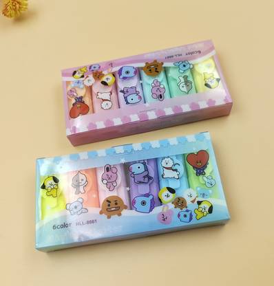 पेपर बियर 12 Colored BTS Cartoon Theme Multicolor Highlighter for Kids