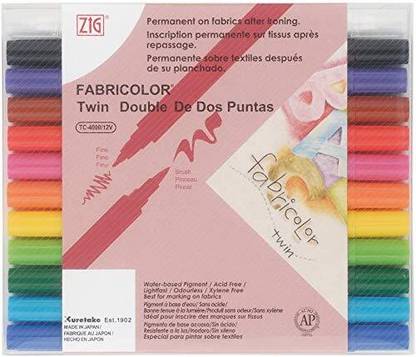 Zig KURETAKE Fabric Marker Fabricolor Twin 12 Colors Set 1mm