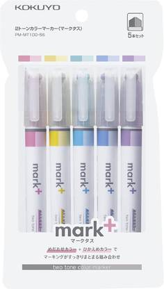 KOKUYO Mark+ Two Colors Highlighter of Similar Shades, PM-MT100-5S