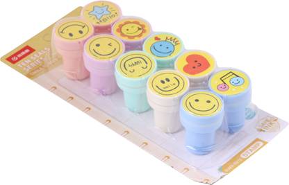 Quickoo Smiley Stamps - (Pack of 10) - Design May Vary