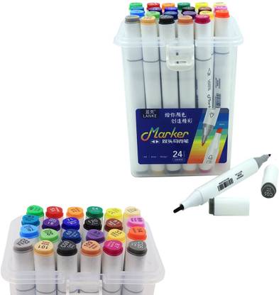 Vintager 24 Touch Markers Colour Double Tipped Chisel for Kids, Adults Coloring