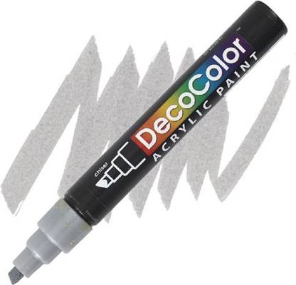 Marvy Uchida Deco Color Chisel Tip Water Based Pigmented Acrylic Paint Marker Single (Silver)
