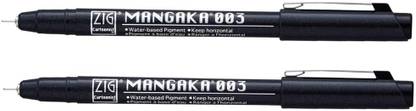 Zig MANGAKA 010 BLACK PIGMENT CNM-003 Pack of 2 MICRON LINER PENS
