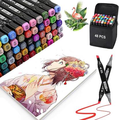 FEXMY Art Markers 48 Colours with Carrying Case for Painting Sketching