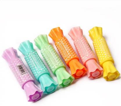 BRIZEM chocolate candy shape Chisel Tip highlighter marker pen (pack of 6)