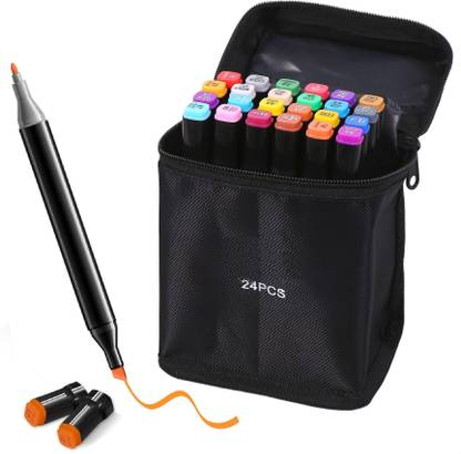 Wynhard 24 Pcs Color Marker set Alcohol Marker Pen Set Dual Colour Markers Pens