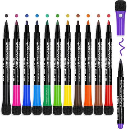 NIRMATSARAY 12pcs White Board Magnetic Markers Erasable White Board Pens Colour