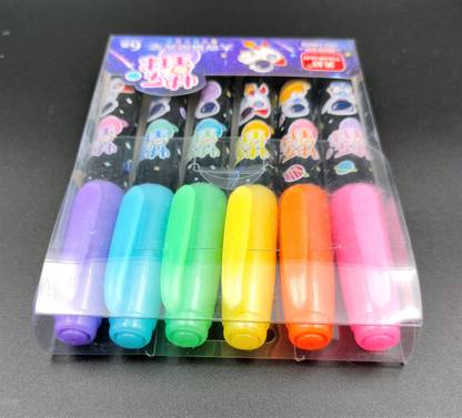 Paper Bear Big Highlighter Pen, 6 Color Highlighter Pen