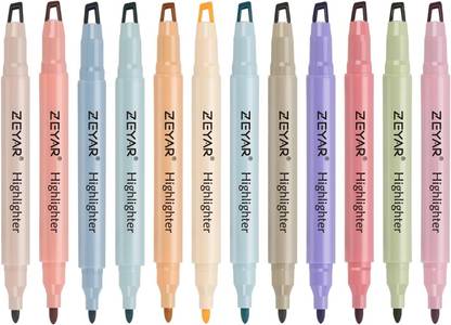 Levin Clear View Highlighter Pen Chisel Tip & Fine Tip Dual Tips Marker,