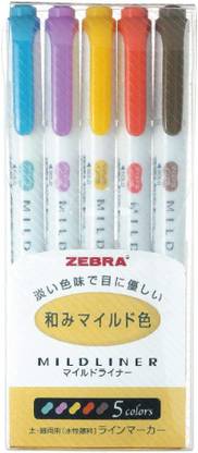 Zebra MildLiner Highlighter 5 Color Set (WKT7-5C-RC)