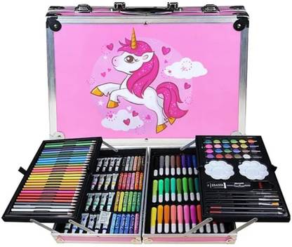 feelhigh 145 pcs Artist Colour Set -Unicorn Color Box with Multiple Coloring Kit