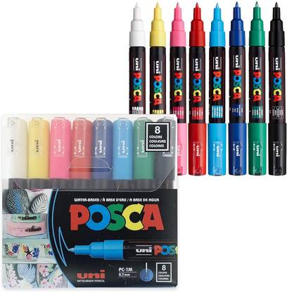 Uni Posca Marker Paint Pen, Ultra Fine Point,- (PC-1M8C)