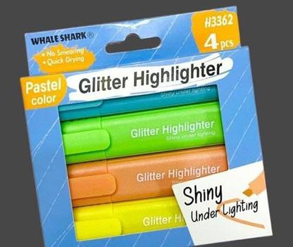 Whale PASTEL GLITTER HIGHLIGHTERS