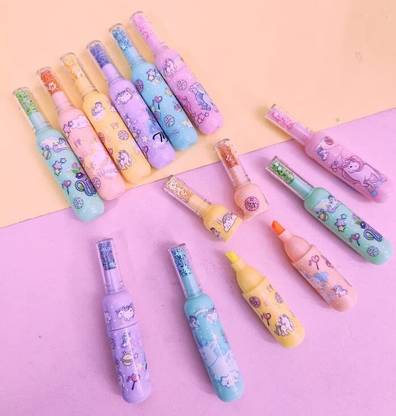wingscreation Pack 6 Unicorn Theme Bottle Shape Highlighters