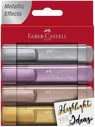 MotoArt Faber-Castell Metallic Highlighters – 4 Glitter Highlighter Pens