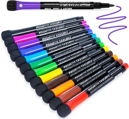 feelhigh 12 colors Magnetic Dry Erase Markers White Board Dry Erase Marker with Cap