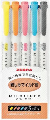 Zebra MildLiner Highlighter 5 Color Set (WKT7-N-5C)